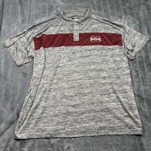 Profile Varsity Mississippi State Bulldogs Polo Shirt Mens 3XL Gray Maroon MSU